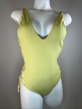 aerie Yellow Green One-Piece Long Swimsuit SMALL